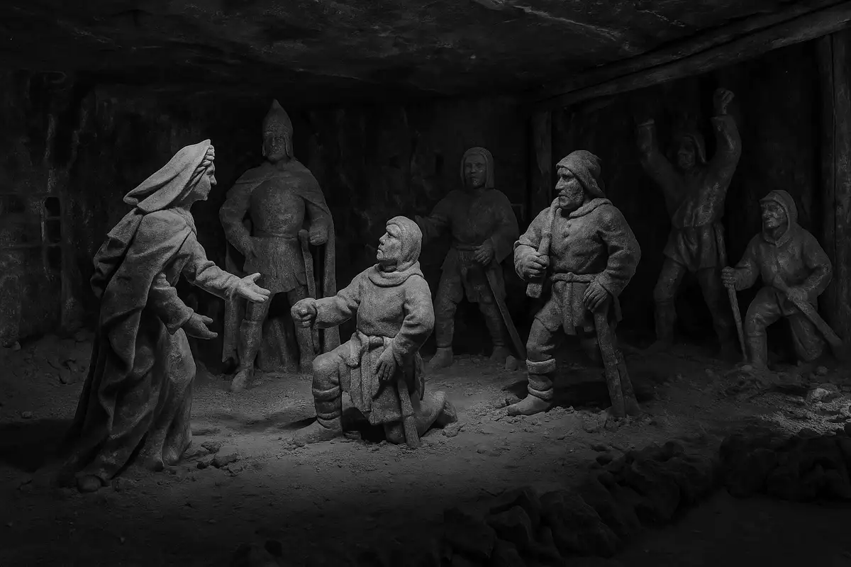 Intricate salt sculptures depicting historical figures